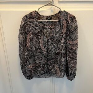 Aqua button up Blouse with gold threading